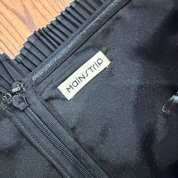 NWOT Mainstrip Black Formal Jumpsuit Accordion Pleated Flare Top Wide Leg - Picture 5 of 11